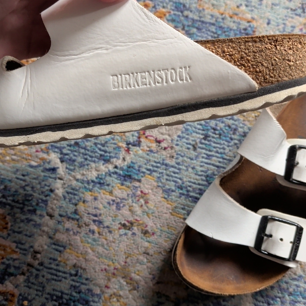 Birkenstock White Sandals with Black Buckles - Picture 4 of 4